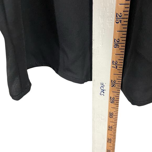 Express Tie Neck Black Long Sleeves Button Up Shirt Women's Size Large - Picture 5 of 9